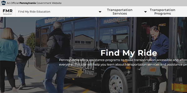 Screen shot from the Find My Ride - Apply website