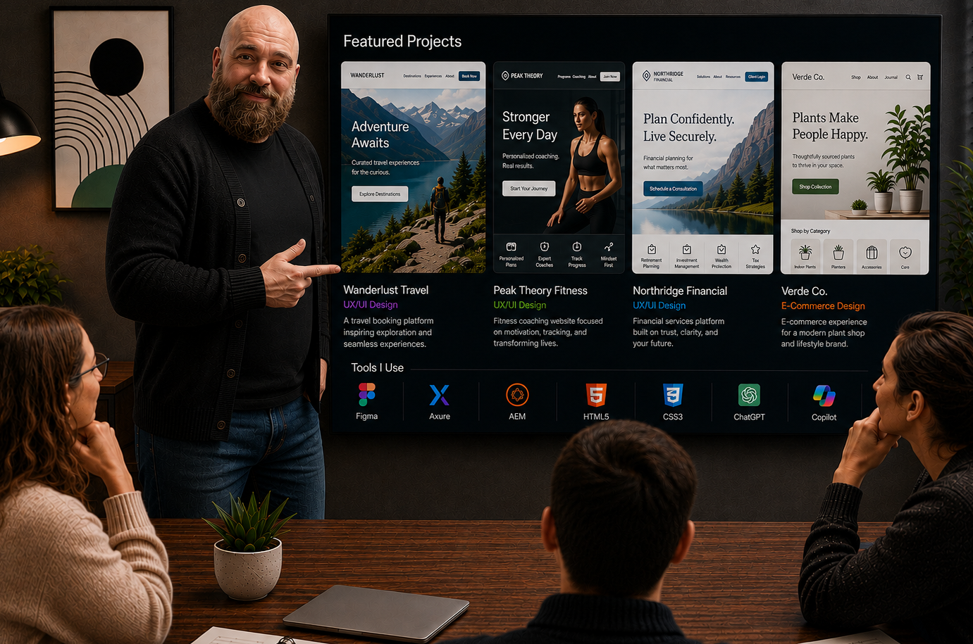 Picture of a UX/UI designer sitting at their desk.